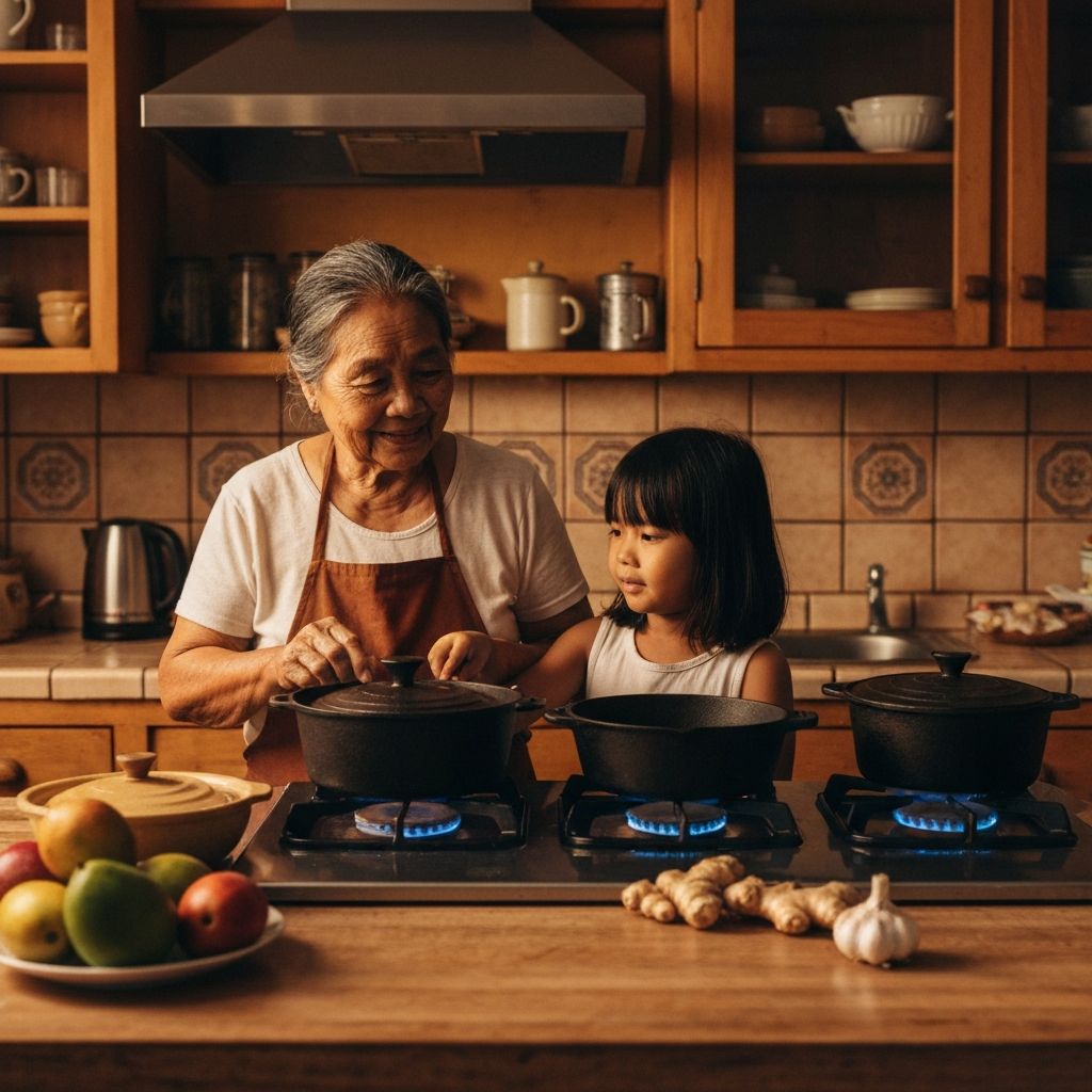 Family cooking together in the kitchen