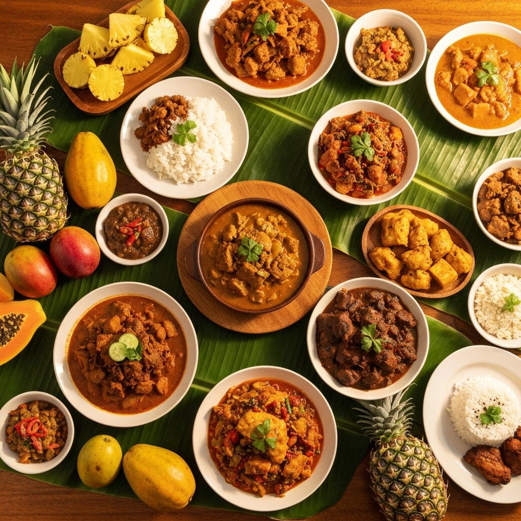 Overhead view of an authentic Filipino feast spread